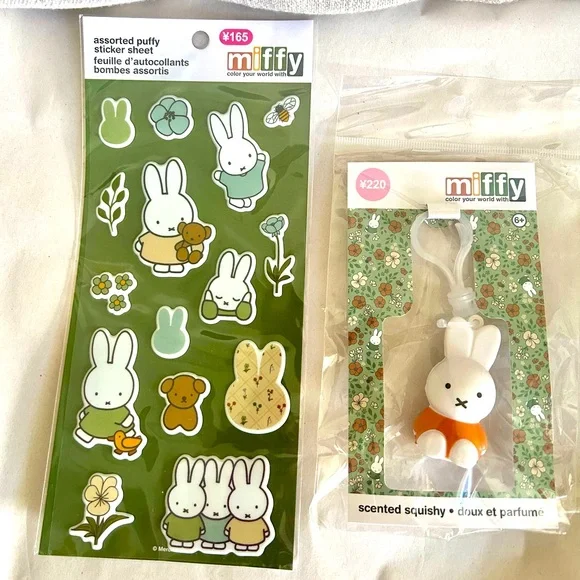 Miffy Scenty Swishy Charm & Assorted Puffy Sticker Set New & Sealed - Picture 1 of 4
